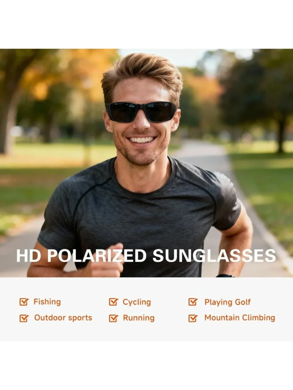 Polarized UV400 Sports Sunglasses for Men & Women - Wrap Around for Fishing